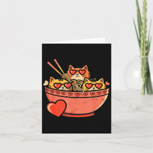 Hjärta, katter, ramen nudlar, valentine dag kort