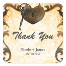 Hjärta Lås & Nyckel Vintage Rustika Bröllopsdekale