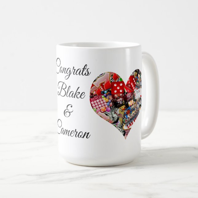Hjärta - Las Vegas Spelkortsform Kaffemugg (Framsida höger)