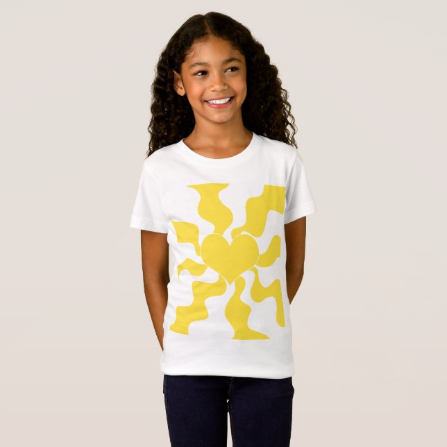 Hjärta - Lemon Gult och vit T Shirt (Hel framsida)
