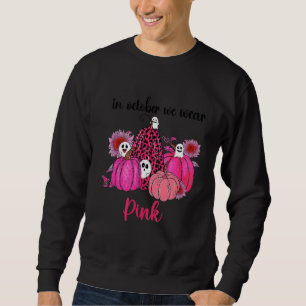 Hjärta Leopard Solros I Oktober Vi Bär Rosa Br Lång Ärmad Tröja