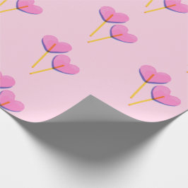 Hjärta Lillipop Rosa Present Presentpapper