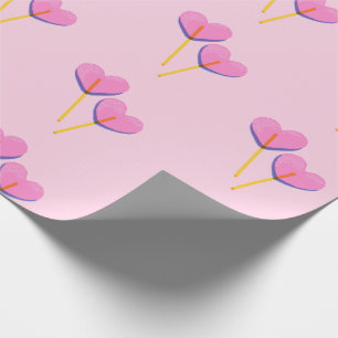 Hjärta Lillipop Rosa Present Presentpapper