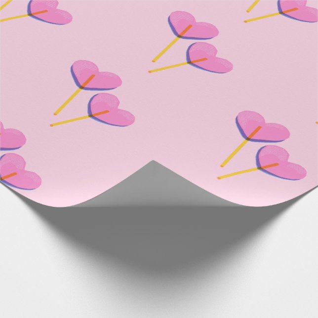 Hjärta Lillipop Rosa Present Presentpapper (Hörn)