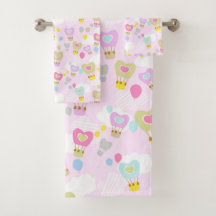 Hjärta Luftballonger Rosa Bath Towel Set