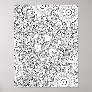 Hjärta Mandala Mönster Målarbild Detaljerad Konst Poster