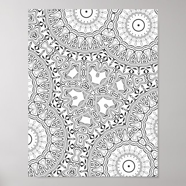 Hjärta Mandala Mönster Målarbild Detaljerad Konst Poster (Framsidan)