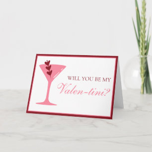 Hjärta Martini Galentine's Day Röd och Rosa Kort