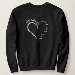 Hjärta med 5 Personliger namn, mormor Hjärta T Shirt
