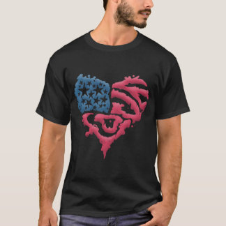 Hjärta med amerikansk Flagga - En symbol för Kärle T Shirt