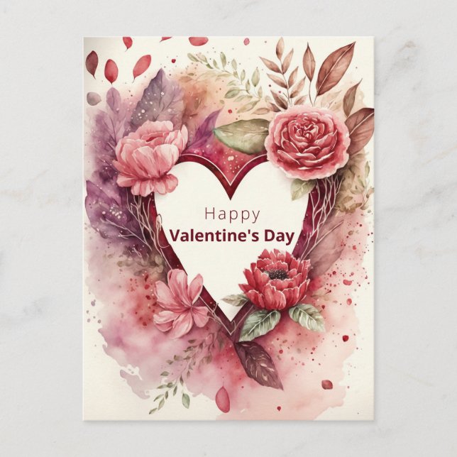 Hjärta med blommor och Petaler Helg Vykort (Framsida)