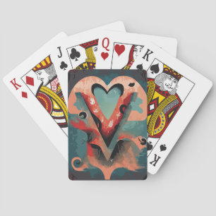 Hjärta med Brev V Casinokort