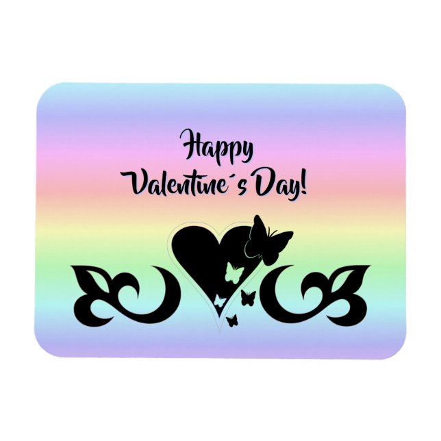 Hjärta med Butterfly och Lily Magnet (Horisontell)