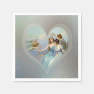 Hjärta med cupiden och damer pappersservett