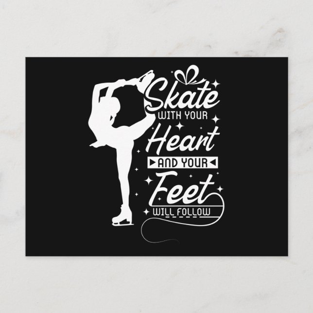 Hjärta med dig, skridskor vykort (Framsida)