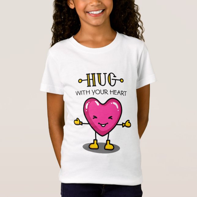 Hjärta med ditt hjärta T-Shirt för flicka (Framsida)
