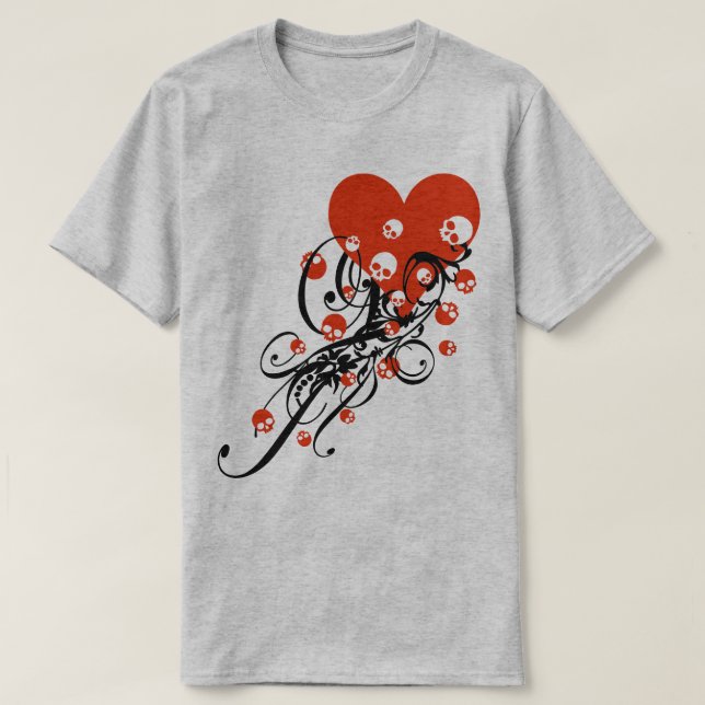 Hjärta med Döskallar och frossa T- Shirt T (Design framsida)