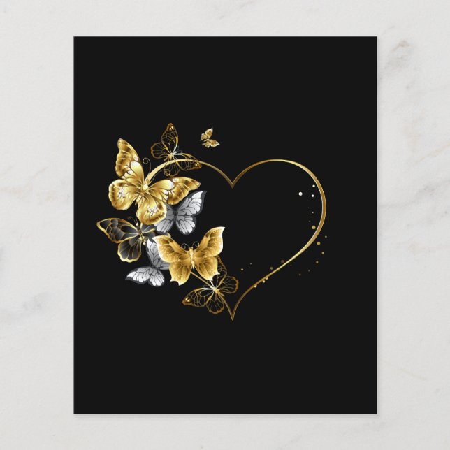 Hjärta med Golden Butterflies Flygblad (Framsidan)