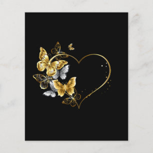 Hjärta med Golden Butterflies Flygblad