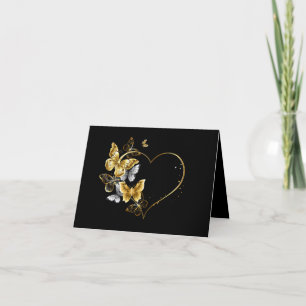 Hjärta med Golden Butterflies Inbjudan