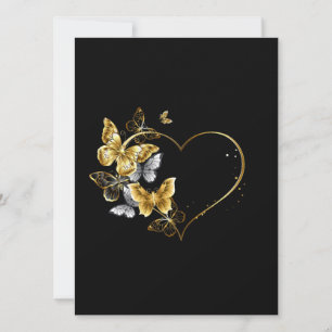Hjärta med Golden Butterflies Julkort