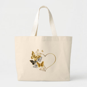 Hjärta med Golden Butterflies Jumbo Tygkasse