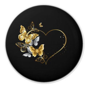 Hjärta med Golden Butterflies Knopp