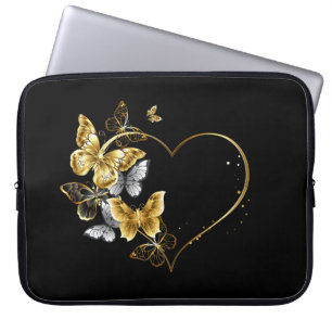 Hjärta med Golden Butterflies Laptop Fodral
