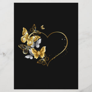 Hjärta med Golden Butterflies Meny