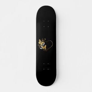 Hjärta med Golden Butterflies Mini Skateboard Bräda 18,5 Cm