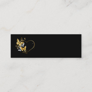 Hjärta med Golden Butterflies Mini Visitkort