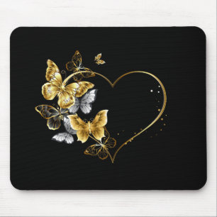 Hjärta med Golden Butterflies Musmatta