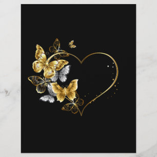 Hjärta med Golden Butterflies Reklamblad