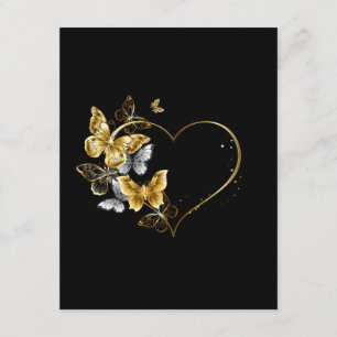 Hjärta med Golden Butterflies Tilläggskort