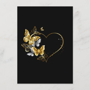 Hjärta med Golden Butterflies Tilläggskort