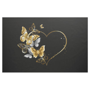 Hjärta med Golden Butterflies Tyg