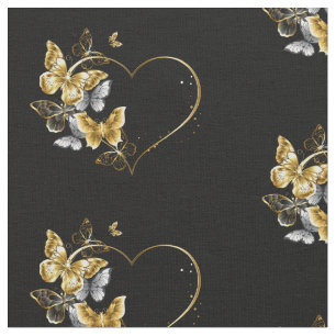 Hjärta med Golden Butterflies Tyg