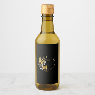 Hjärta med Golden Butterflies Vinetikett