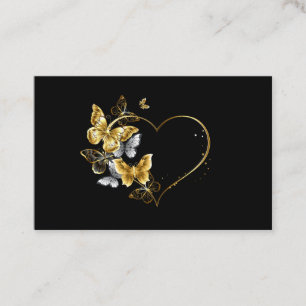 Hjärta med Golden Butterflies Visitkort
