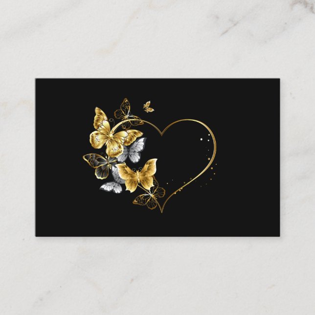 Hjärta med Golden Butterflies Visitkort (Framsida)