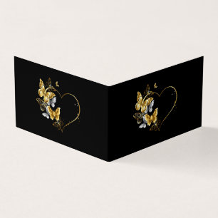 Hjärta med Golden Butterflies Visitkort