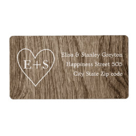 Hjärta med initialer träled bröllop fraktsedel