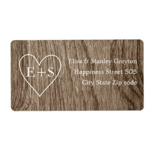 Hjärta med initialer träled bröllop fraktsedel