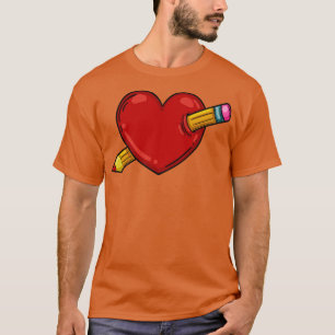 Hjärta med penna Kärlek för att rita Teckning Arti T Shirt