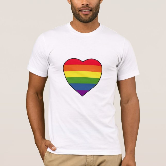 Hjärta med Rainbow Färg T Shirt (Framsida)