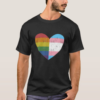 Hjärta med regnbåge och transgena Flagga för Pride T Shirt