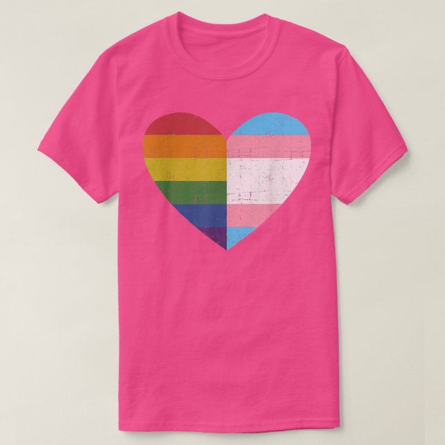 Hjärta med regnbåge och transgena för pride mont t shirt (Design framsida)
