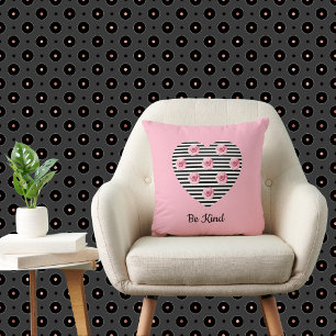 Hjärta med romsk Black Stripe Ro på Rosa Kudde