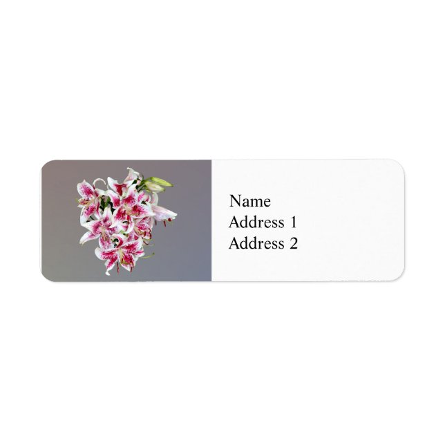 Hjärta med Stargazer Lilies Returadress Etikett (Framsidan)