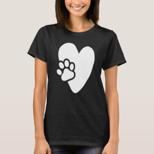 Hjärta med Tass Pet Design for Puppies Hundar Älsk T Shirt